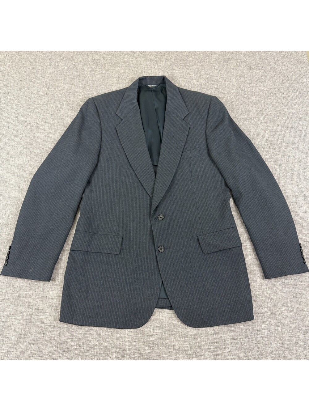 Vintage 90s Kuppenheimer Mens 42R Gray Pinstripe Wool Blazer Sport Coat USA